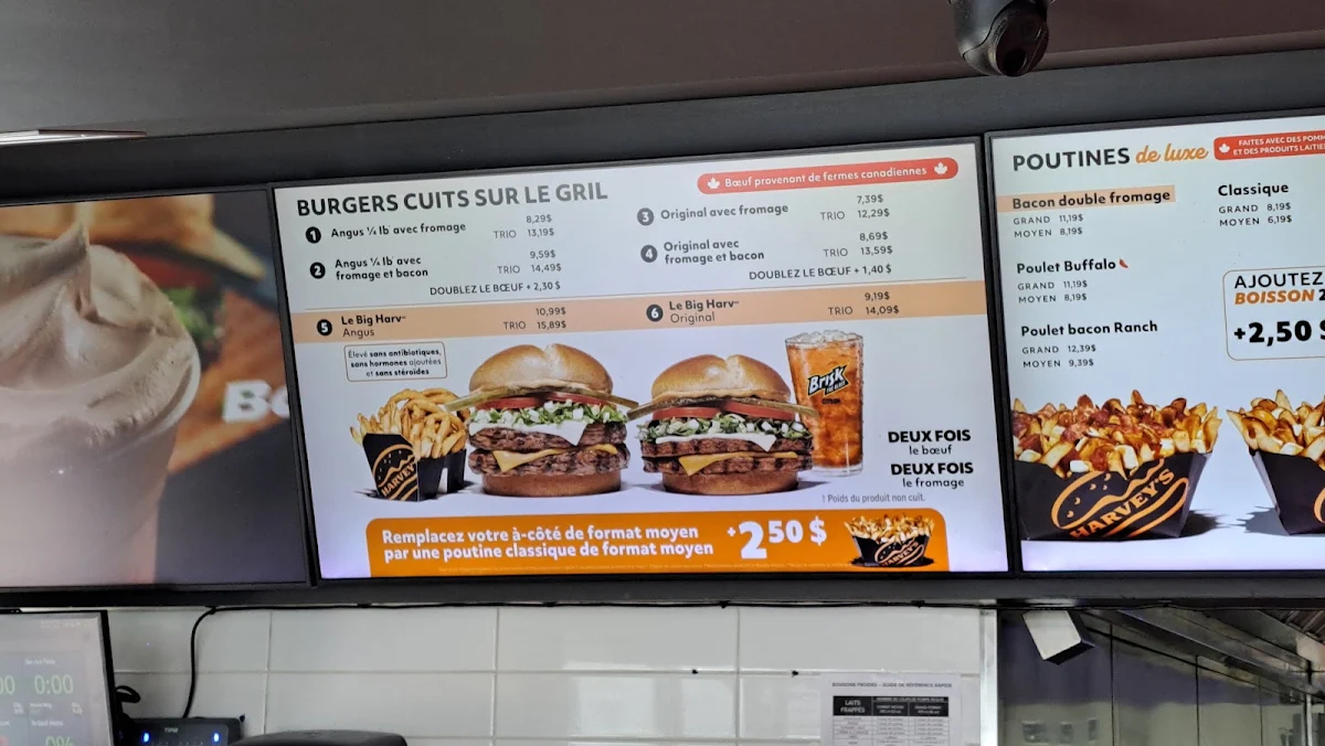 Menu, Harvey's