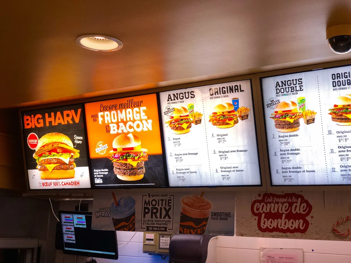 Menu, Harvey's