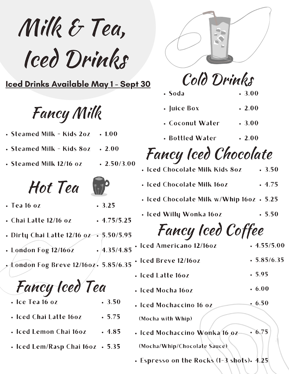 Menu, Procter Village Cafe