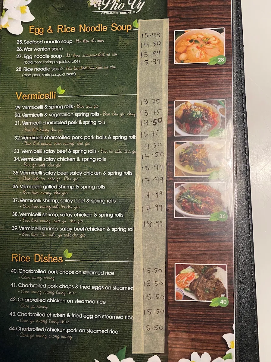 Menu, Pho Vy