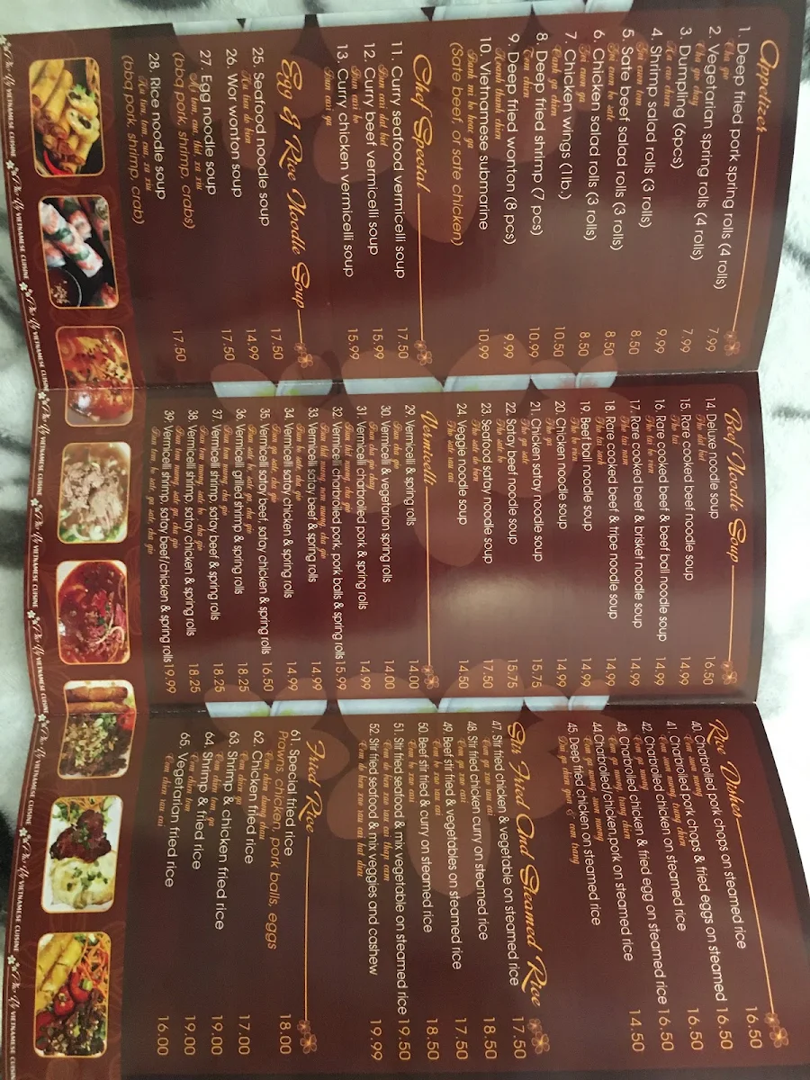 Menu, Pho Vy