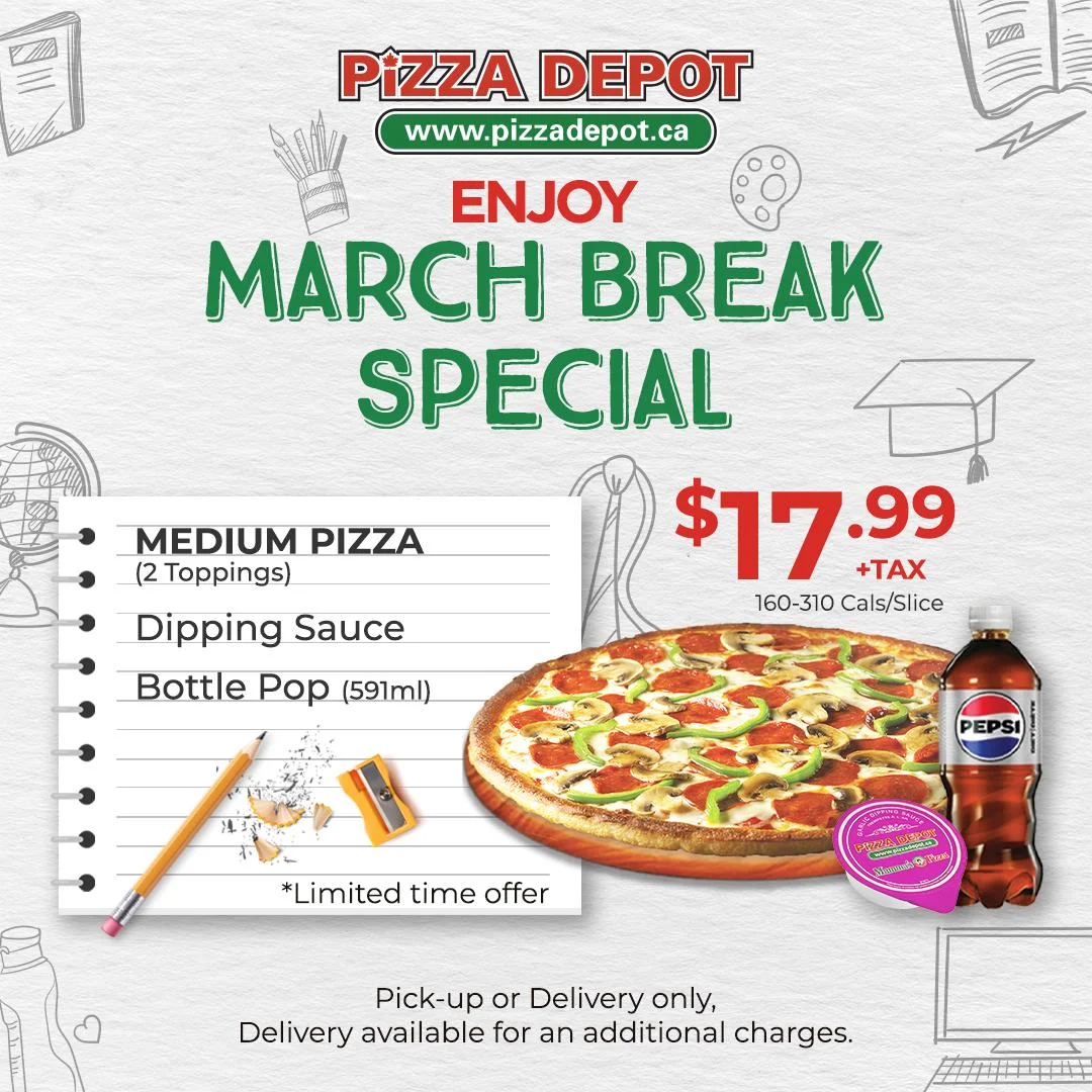 Menu, Pizza Depot