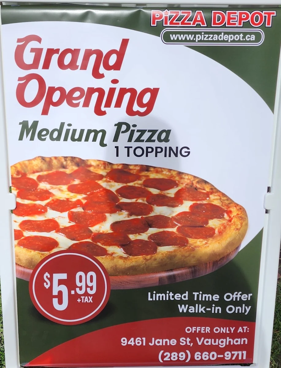 Menu, Pizza Depot