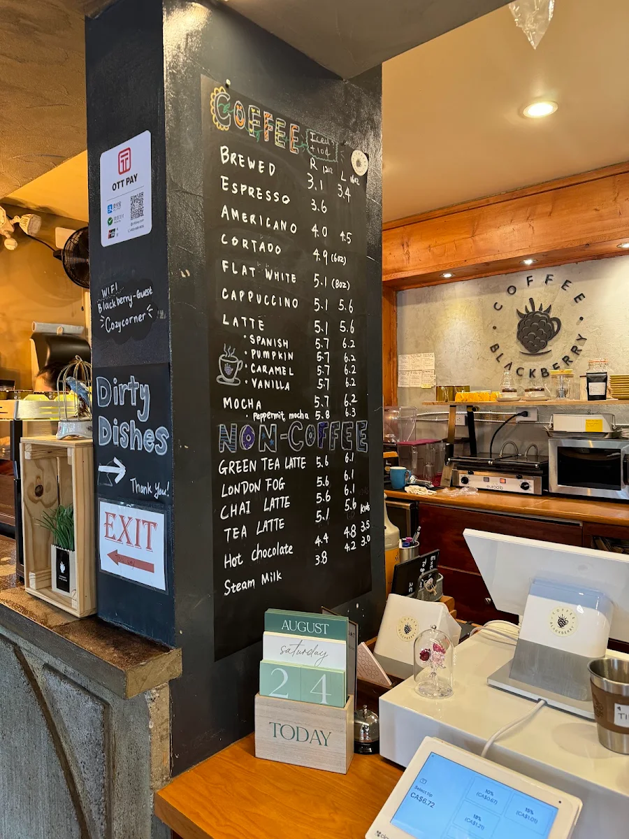 Menu, Blackberry Coffee Corner