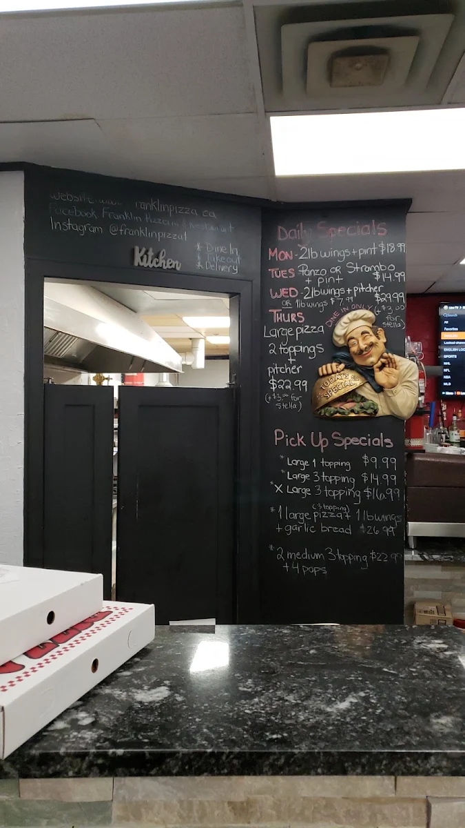 Menu, Franklin Pizzeria & Restaurant