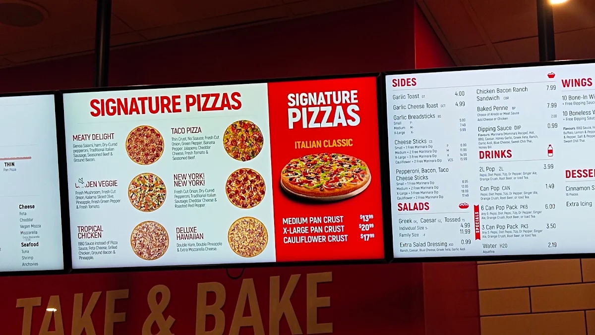 Menu, Pizza Hotline