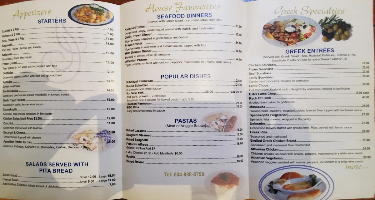 Menu, Zythos Mediterranean Grill