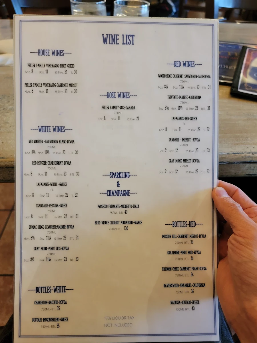 Menu, Zythos Mediterranean Grill