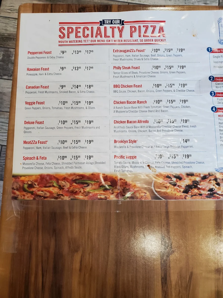Menu, Domino's Pizza