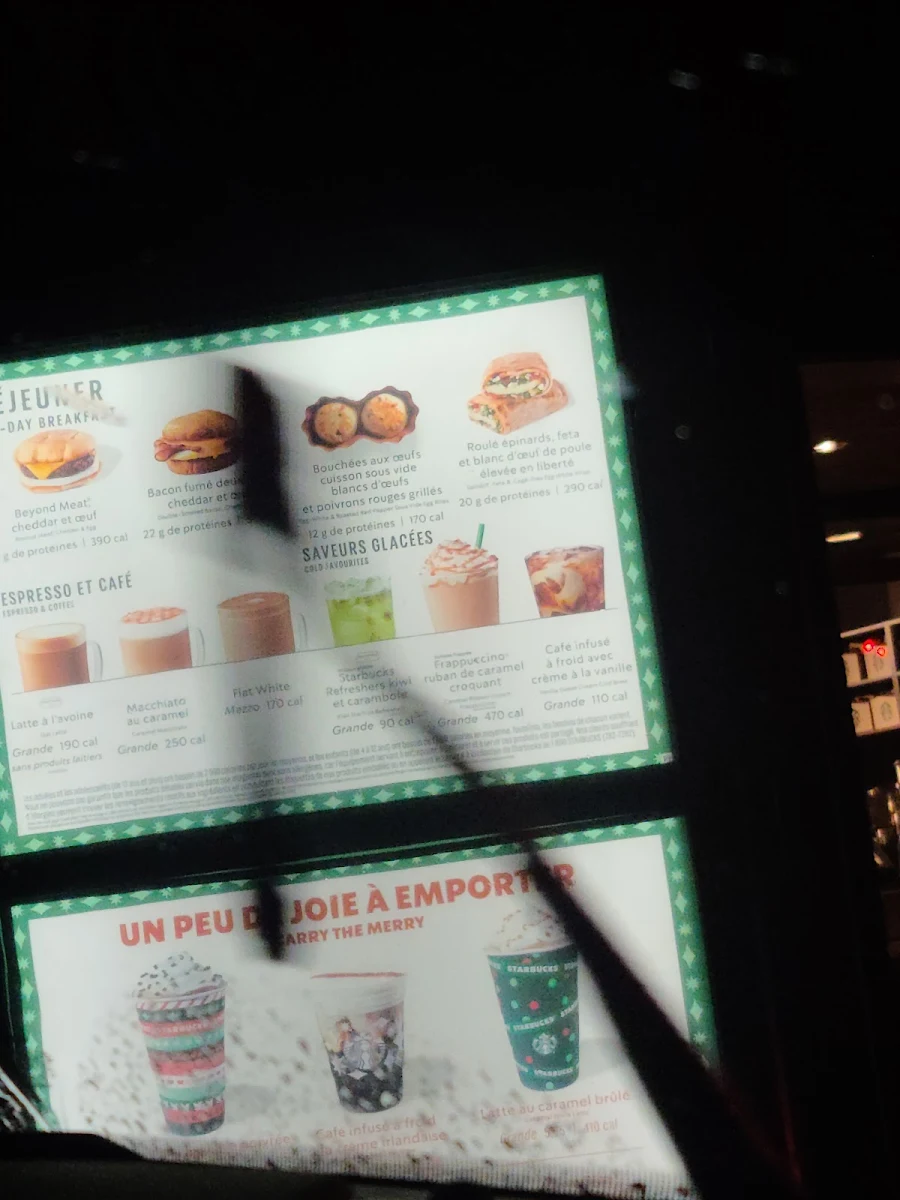Menu, Starbucks Coffee Company