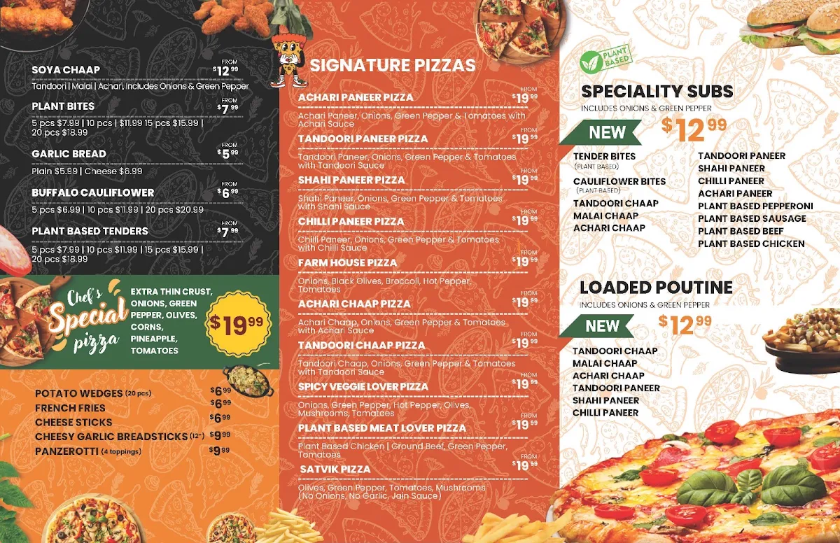 Menu, Mr. Singh's Pizza Bramalea
