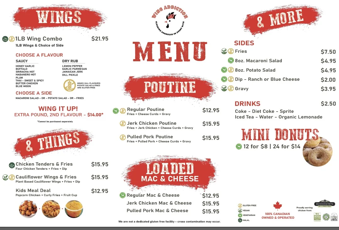 Menu, Wing Addiction