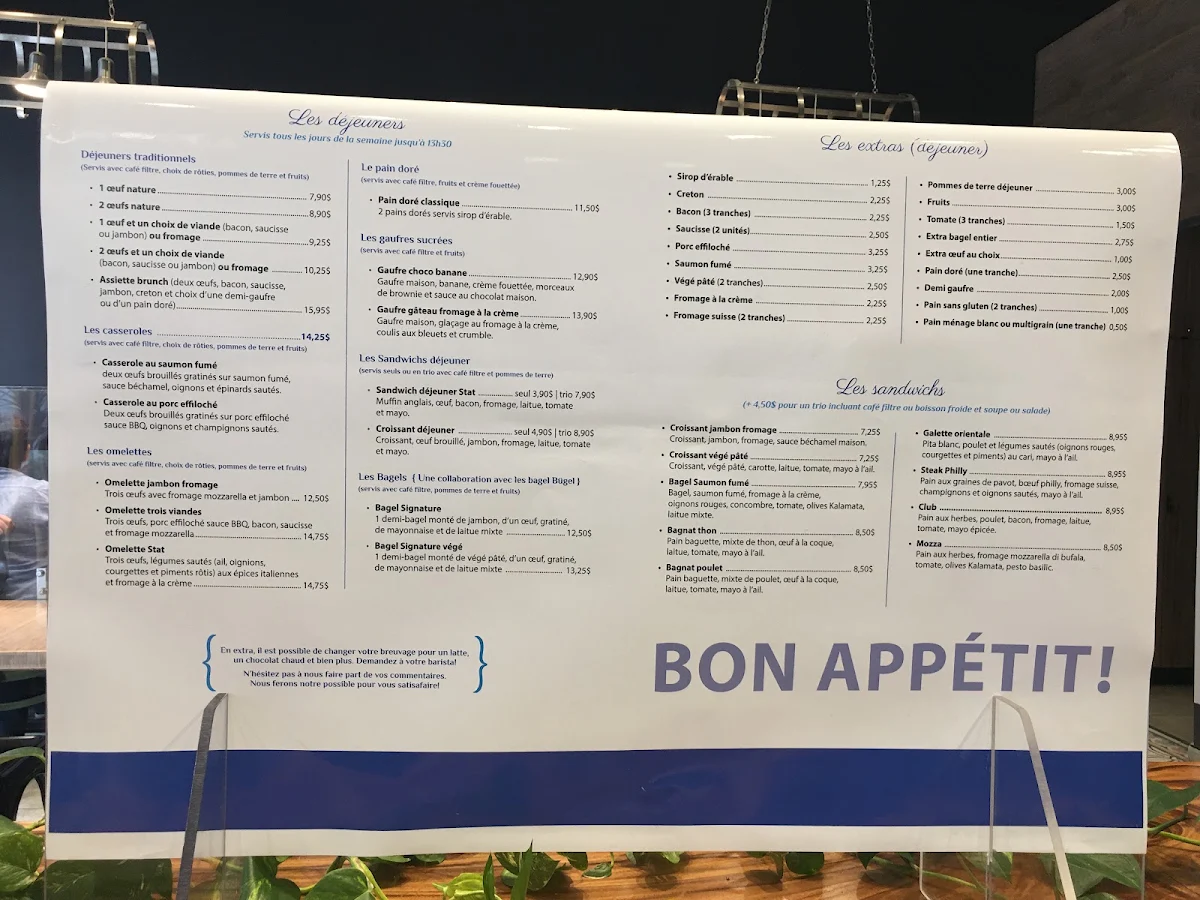 Menu, Jina Café