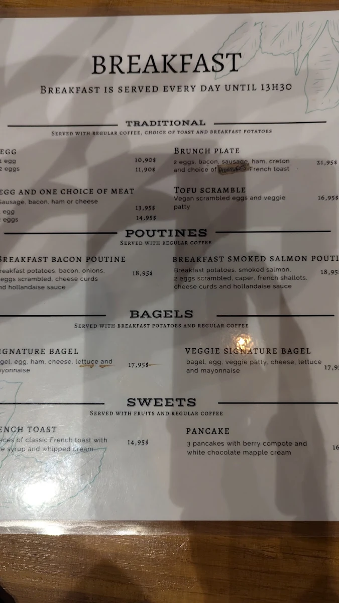 Menu, Jina Café
