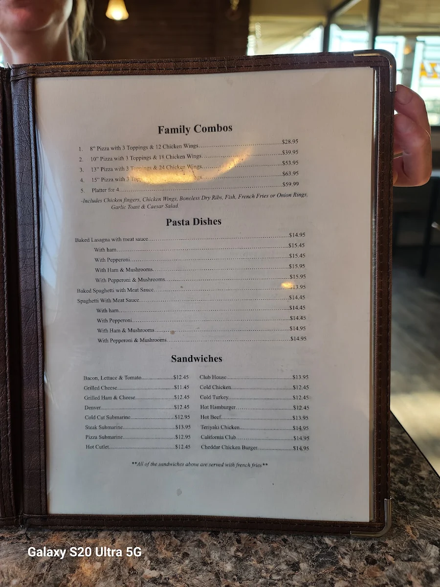 Menu, Triple A Pizza