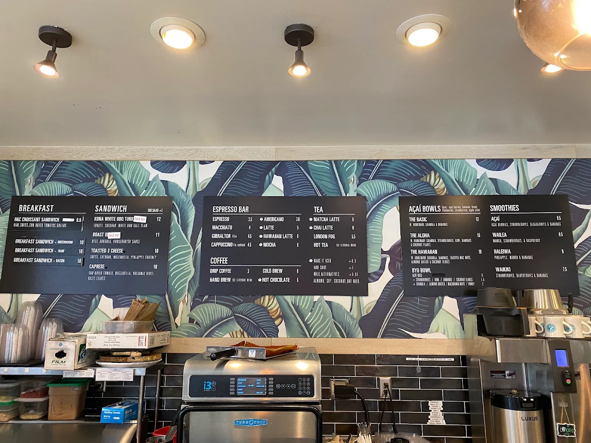Menu, Honolulu Coffee Kerrisdale