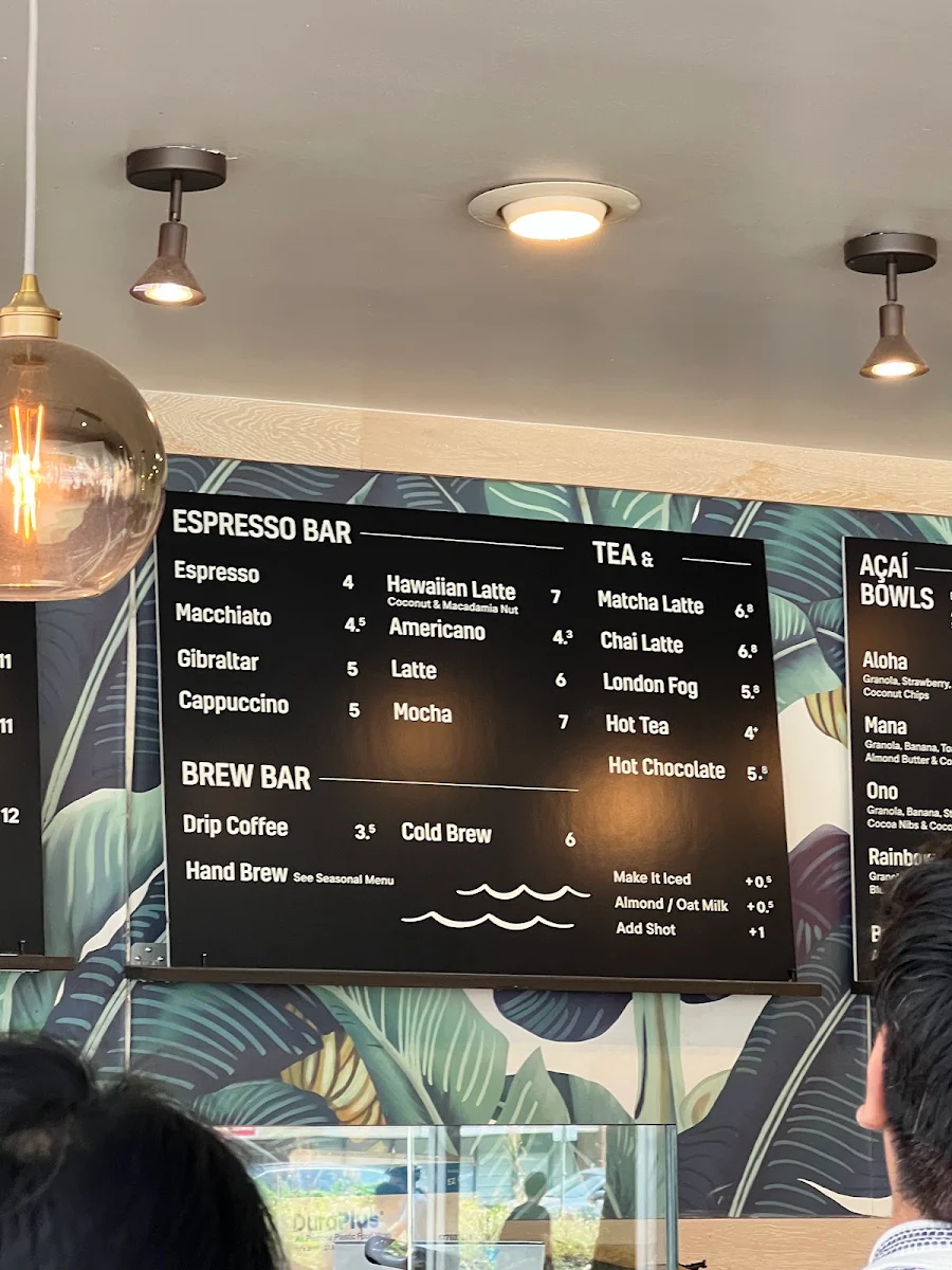 Menu, Honolulu Coffee Kerrisdale