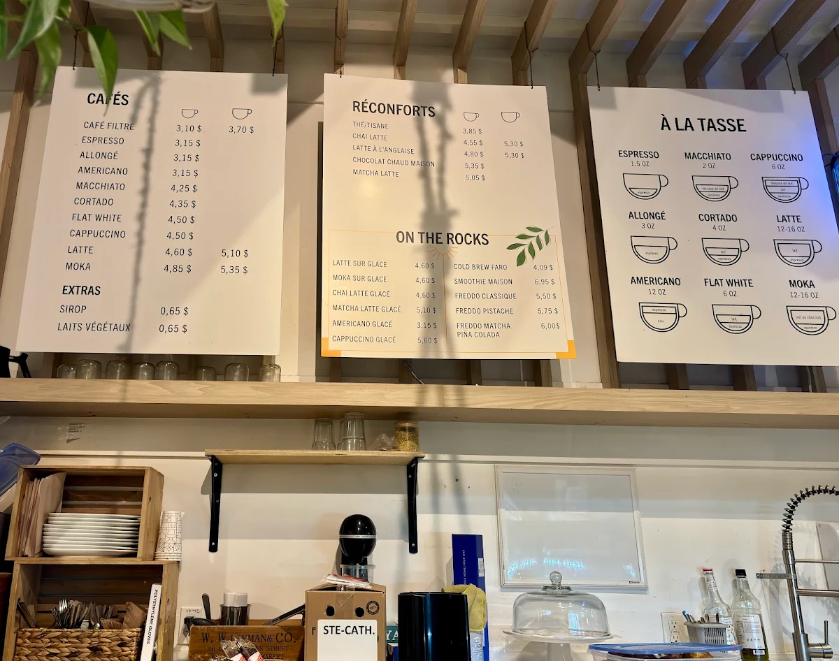 Menu, Brûlerie FARO-Roasting House Montréal