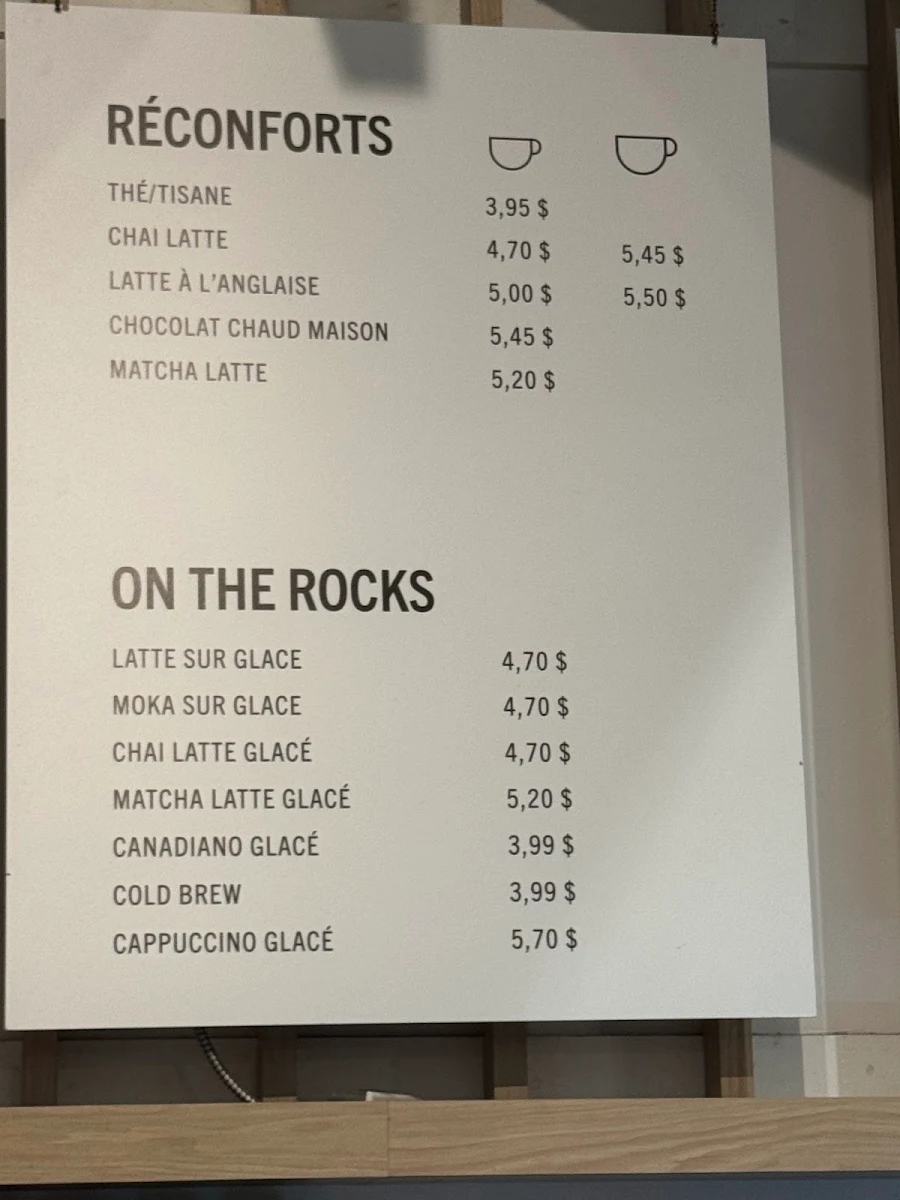 Menu, Brûlerie FARO-Roasting House Montréal
