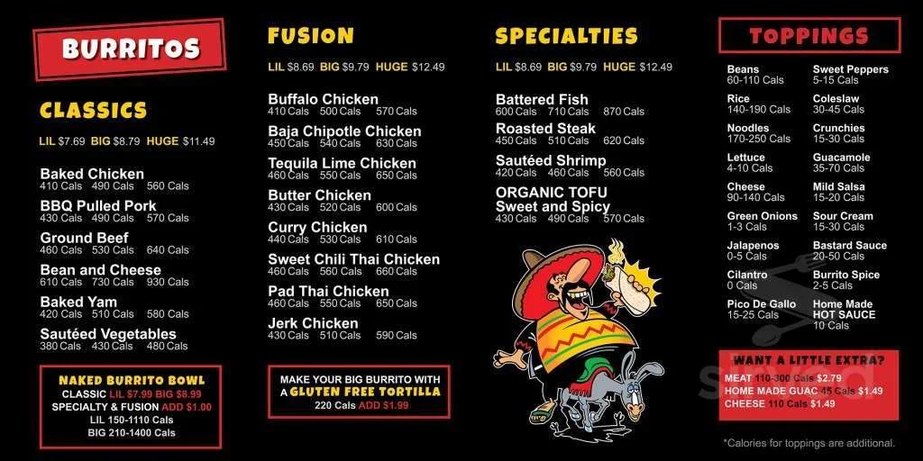Menu, Fat Bastard Burrito