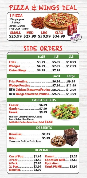 Menu, Prime Pizza - Hamilton