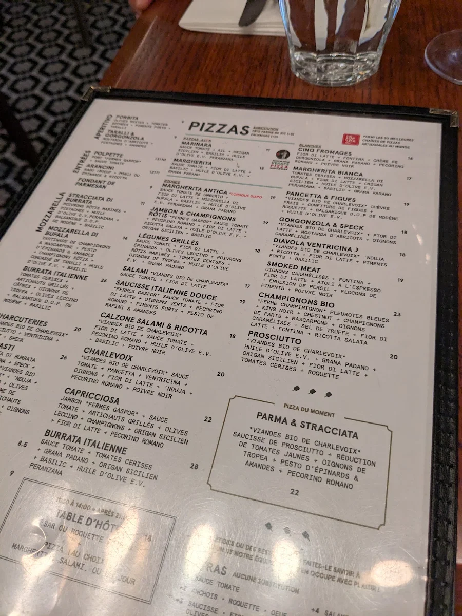 Menu, Pizzéria NO.900 - Jean-Talon