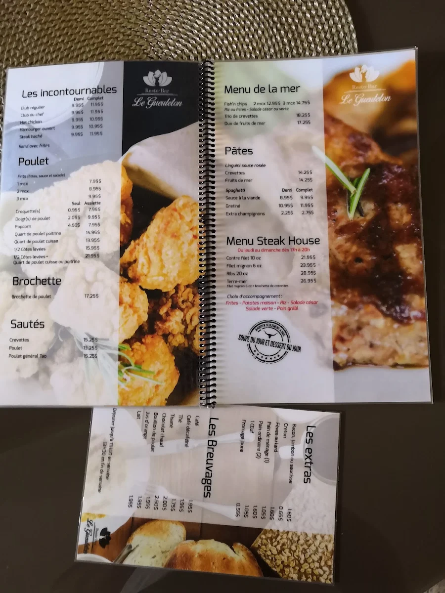 Menu, Resto-Bar Le Gueuleton