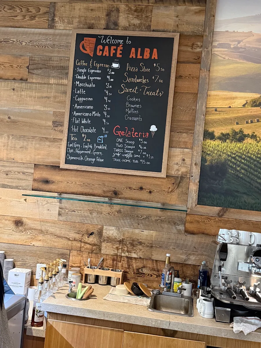 Menu, Cafe Alba
