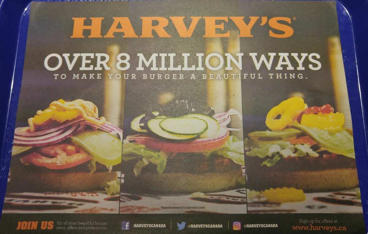 Menu, Harvey's