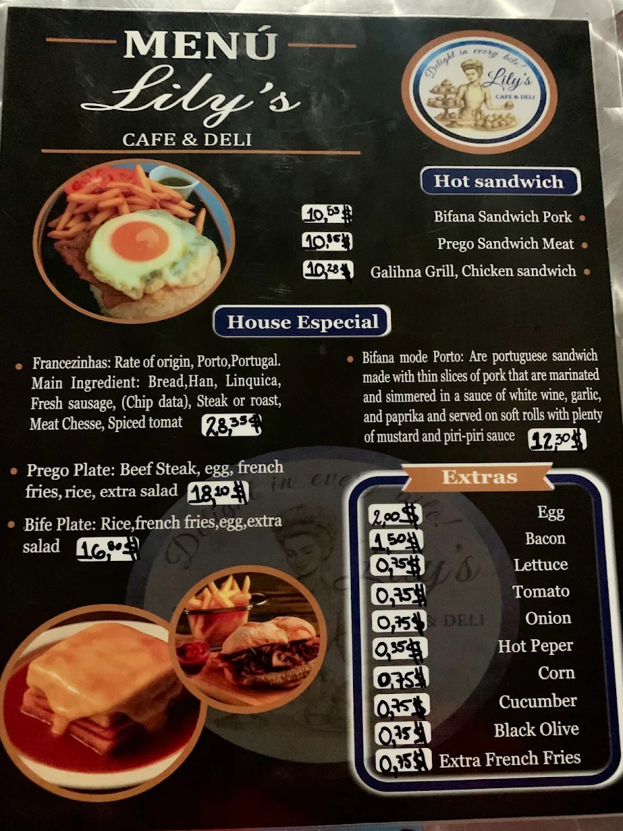 Menu, Lily's Cafe Deli