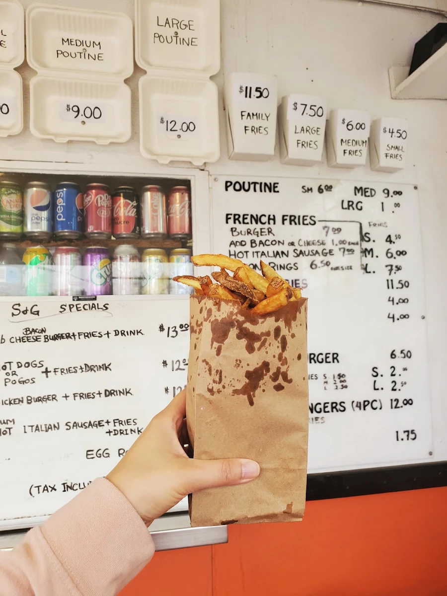 Menu, S&G Fries and Burgers