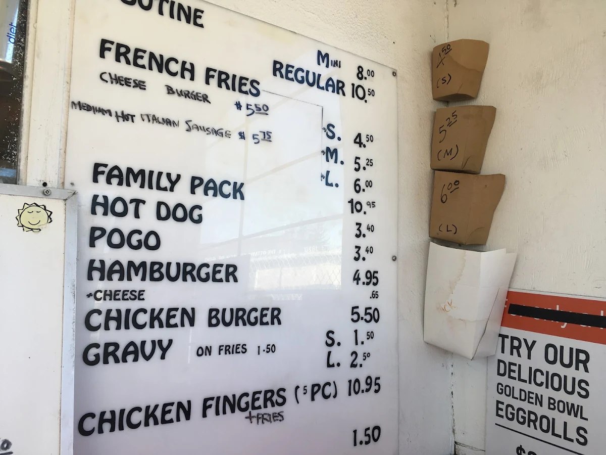 Menu, S&G Fries and Burgers