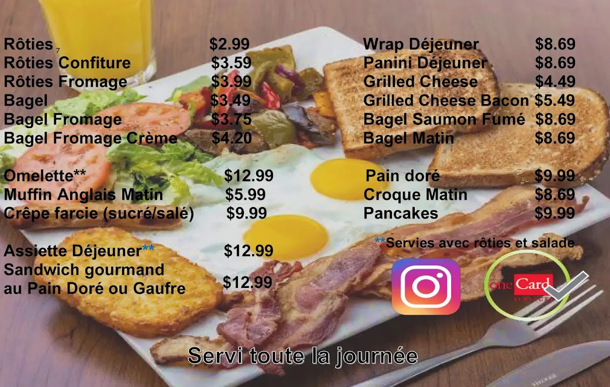 Menu, Bistro La Cite