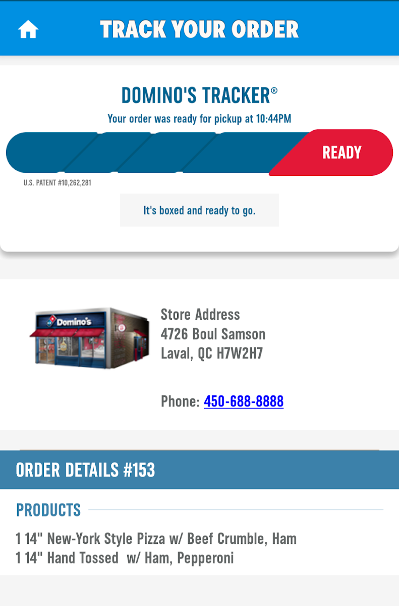 Menu, Domino's Pizza
