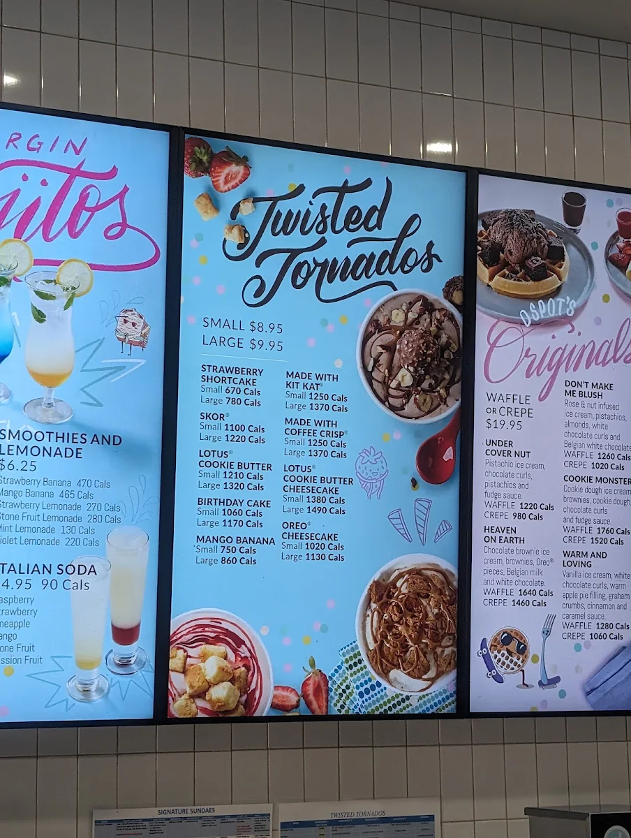 Menu, D Spot Desserts Guelph