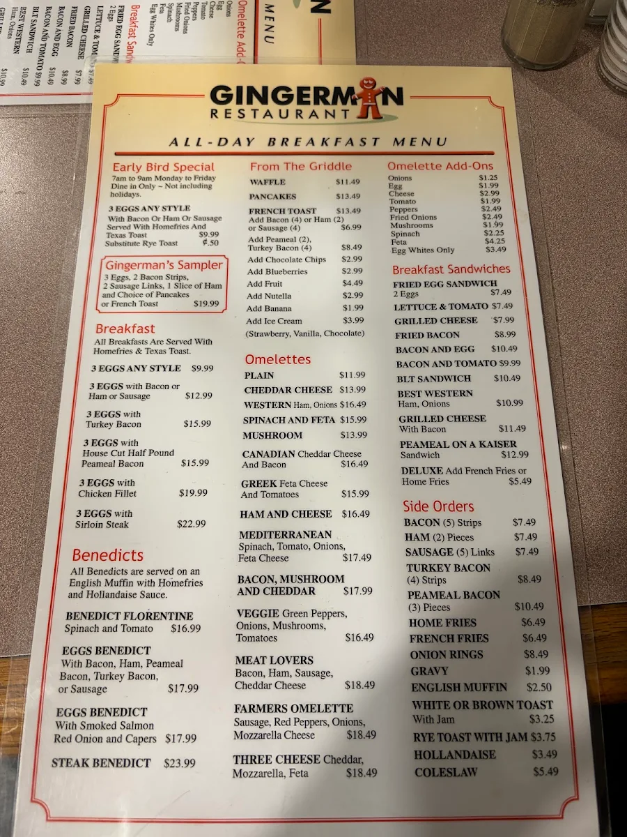 Menu, The Gingerman Restaurant