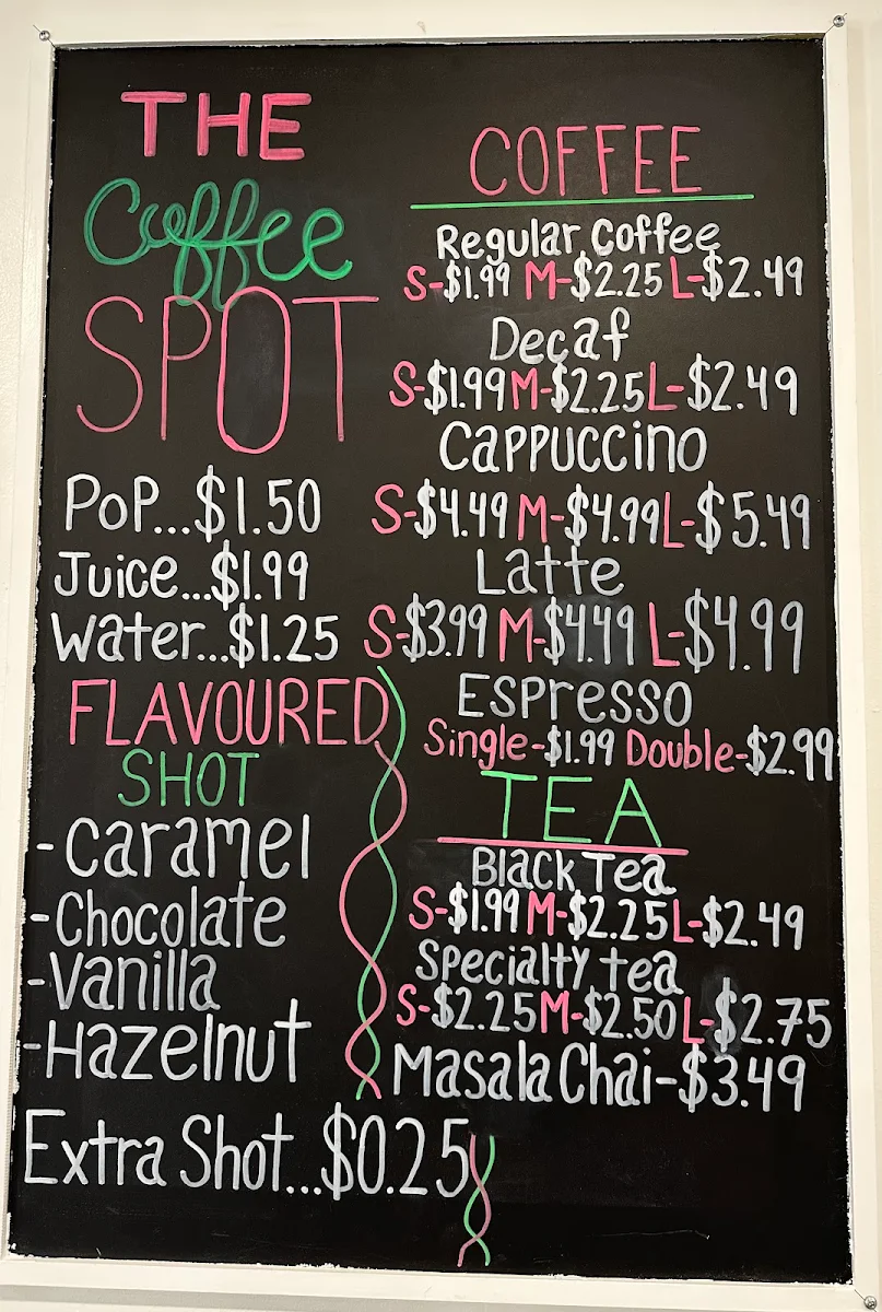 Menu, The Coffee Spot