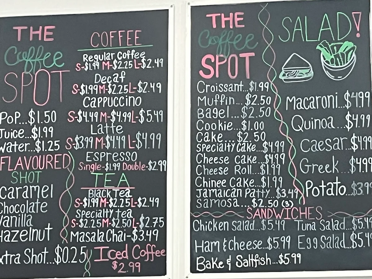Menu, The Coffee Spot