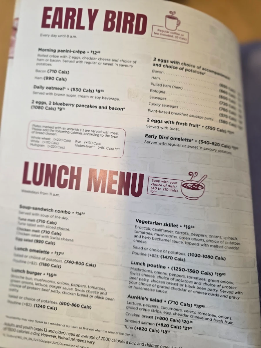 Menu, Cora Breakfast and Lunch