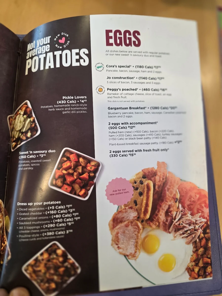 Menu, Cora Breakfast and Lunch