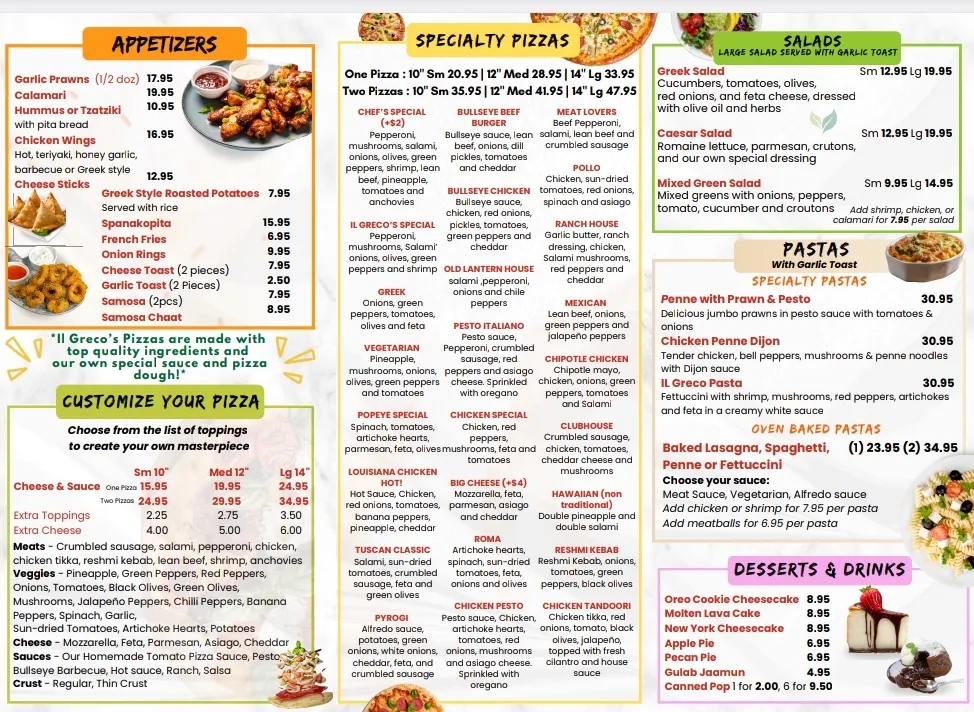 Menu, Il Greco: Pizzeria & Kebab
