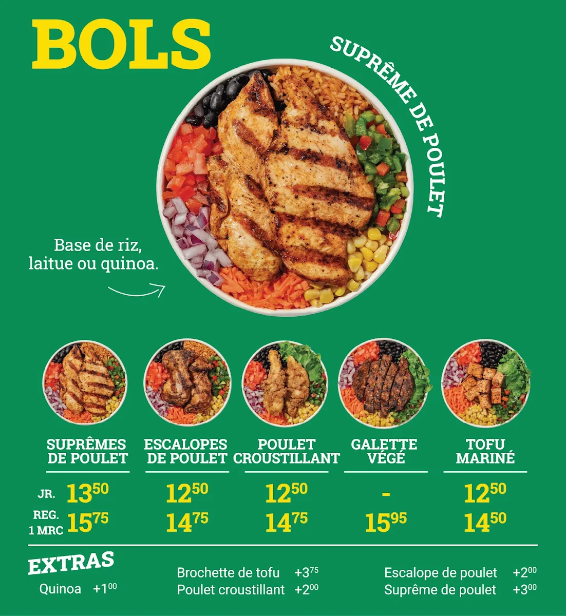 Menu, Rôtisserie Piri Piri (Galeries d’Anjou)