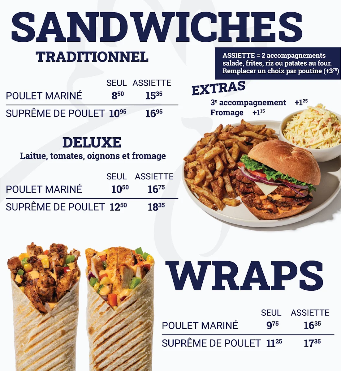 Menu, Rôtisserie Piri Piri (Galeries d’Anjou)