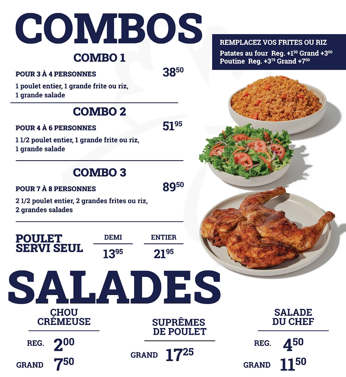 Menu, Rôtisserie Piri Piri (Galeries d’Anjou)