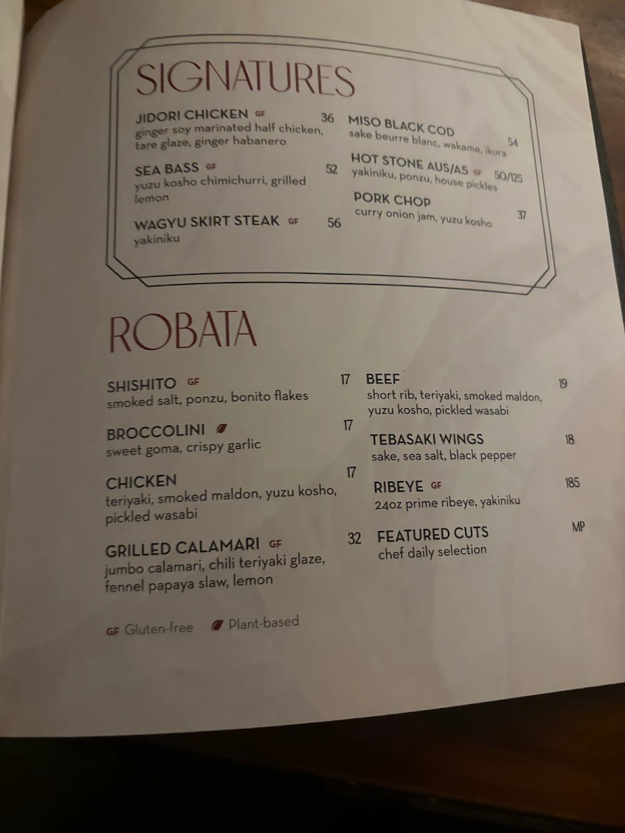 Menu, Kasa Moto