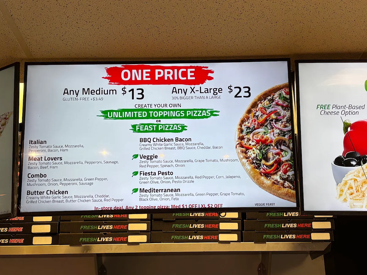Menu, Freshslice Pizza
