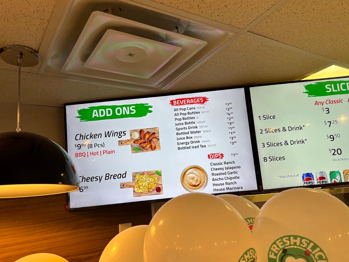 Menu, Freshslice Pizza