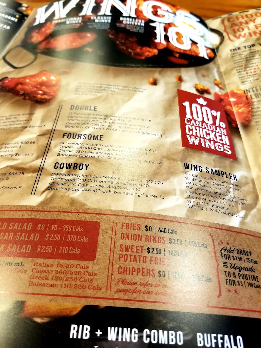 Menu, Wild Wing Belleville
