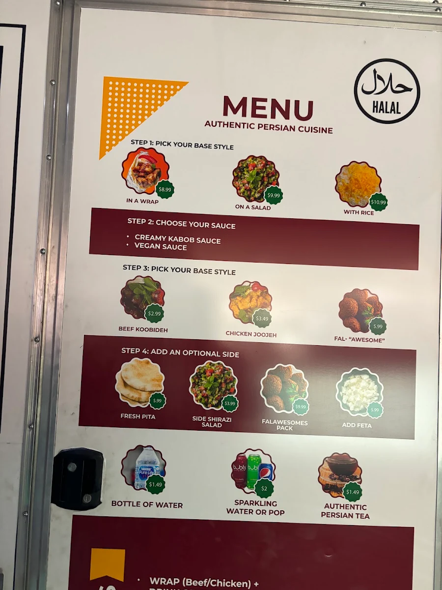 Menu, Master Chef's Persian Kabob House
