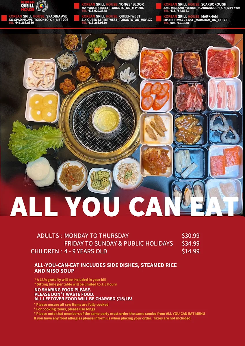 Menu, Korean Grill House